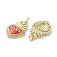thumbnail image 2 of 10pcs Brass Micro Pave Clear Cubic Zirconia Pendants Cadmium Free & Lead Free with Enamel Sacred Heart Real 16K golden Plated 18.5x12.5x2.5mm, 2 of 3