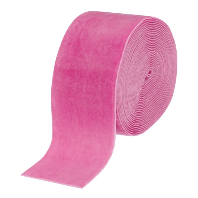 Velvet Ribbon Gift Wrapping 2 Inch x 5 Yard Pink Single Face Velvet Ribbon Roll for DIY Bouquets Wedding