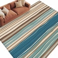 thumbnail image 2 of 5'x8' Area Rugs, Blue Brown Beige Indoor Outdoor Area Rug for Living Room Bedroom, Boho Farmhouse Country Abstract Striped Washable Bathroom Rugs Kitchen Floor Carpet Mats Home Decor Aesthetic, 2 of 8