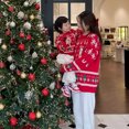 thumbnail image 4 of Suéter rojo de alce grueso de otoño e invierno con temática navideña, atuendo para padres e hijos, suéter holgado de estilo perezoso de alta gama, suéter suave, 4 of 5