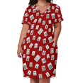 thumbnail image 2 of Mahjong-vestido rojo holgado para mujer elegante con bolsillos, 2 of 6