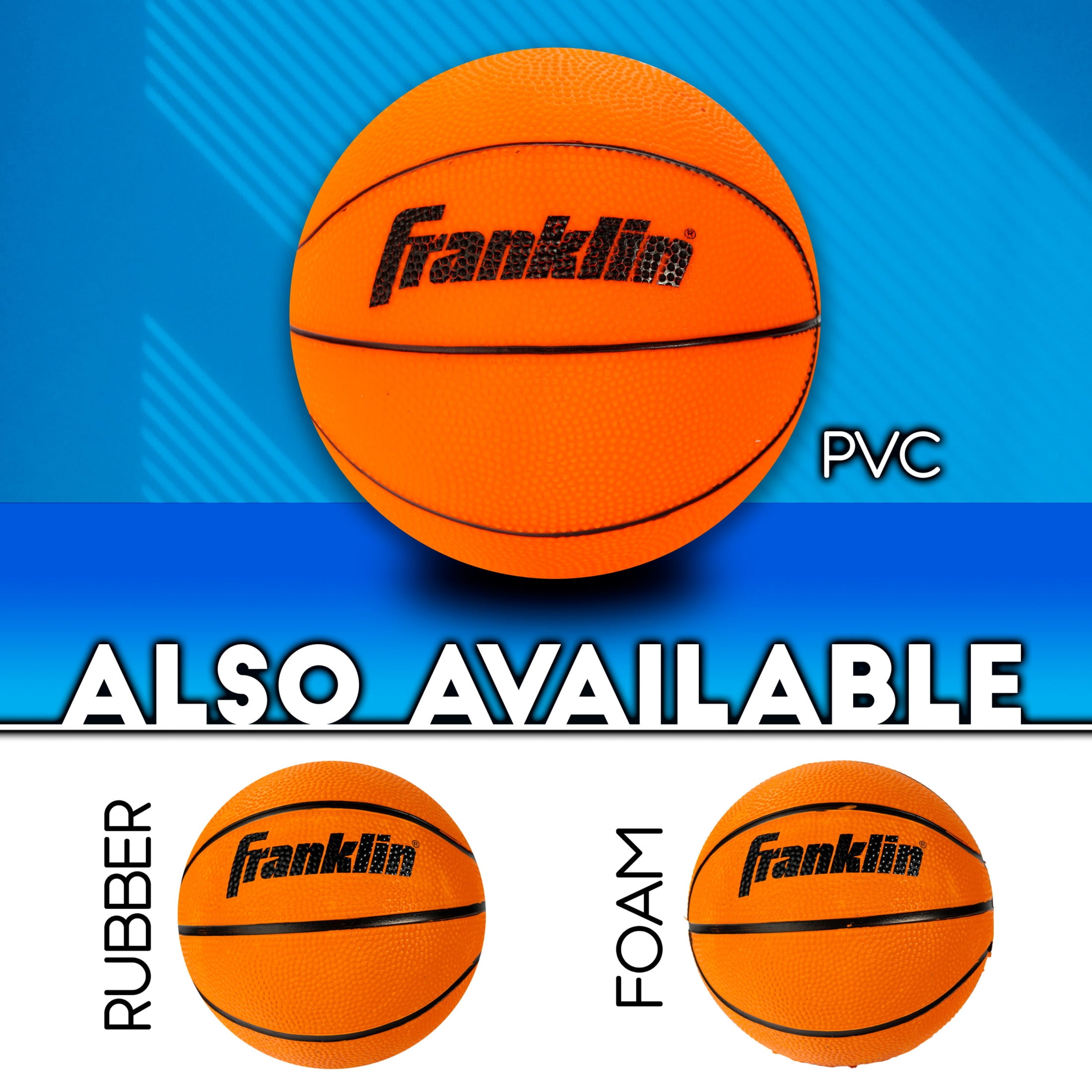 Franklin Sports Indoor Mini PVC Basketballs - 3 Pack - Slam Dunk Approved - Indoor Game Room Replacement Basketballs  - Pump Included