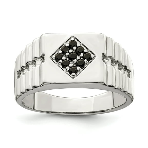 Sterling Silver White Men's Onyx Ring Size 10