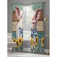 thumbnail image 4 of Farms Cute Pigs Sheer Curtains 2 Panels Set Sunflower Brown Green Wood Striped Oil Painting Sheer Window Curtains Light Filtering Rod Pocket Voile Drapes for Bedroom Living Room 52"X96", 4 of 8