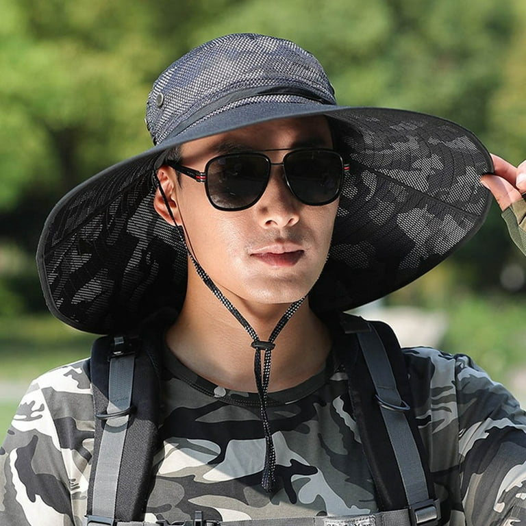 PWFE Camo Army Super Wide Brim Men Fishing Sun Hats, Sports
