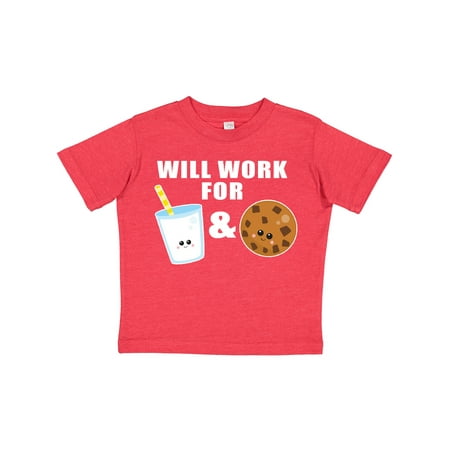 

Inktastic Will Work for Milk and Cookies Clipart Gift Toddler Boy or Toddler Girl T-Shirt