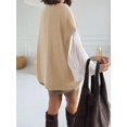 thumbnail image 3 of Jersey tipo poncho Cicky Bell para mujer, cuello alto, de gran tamaño, color caqui, 3 of 6