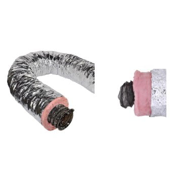 for sale online Master Flow Insulated Flexible Duct R6 Fiberglass Silver Jacket 8 Inch X 25 Ft 