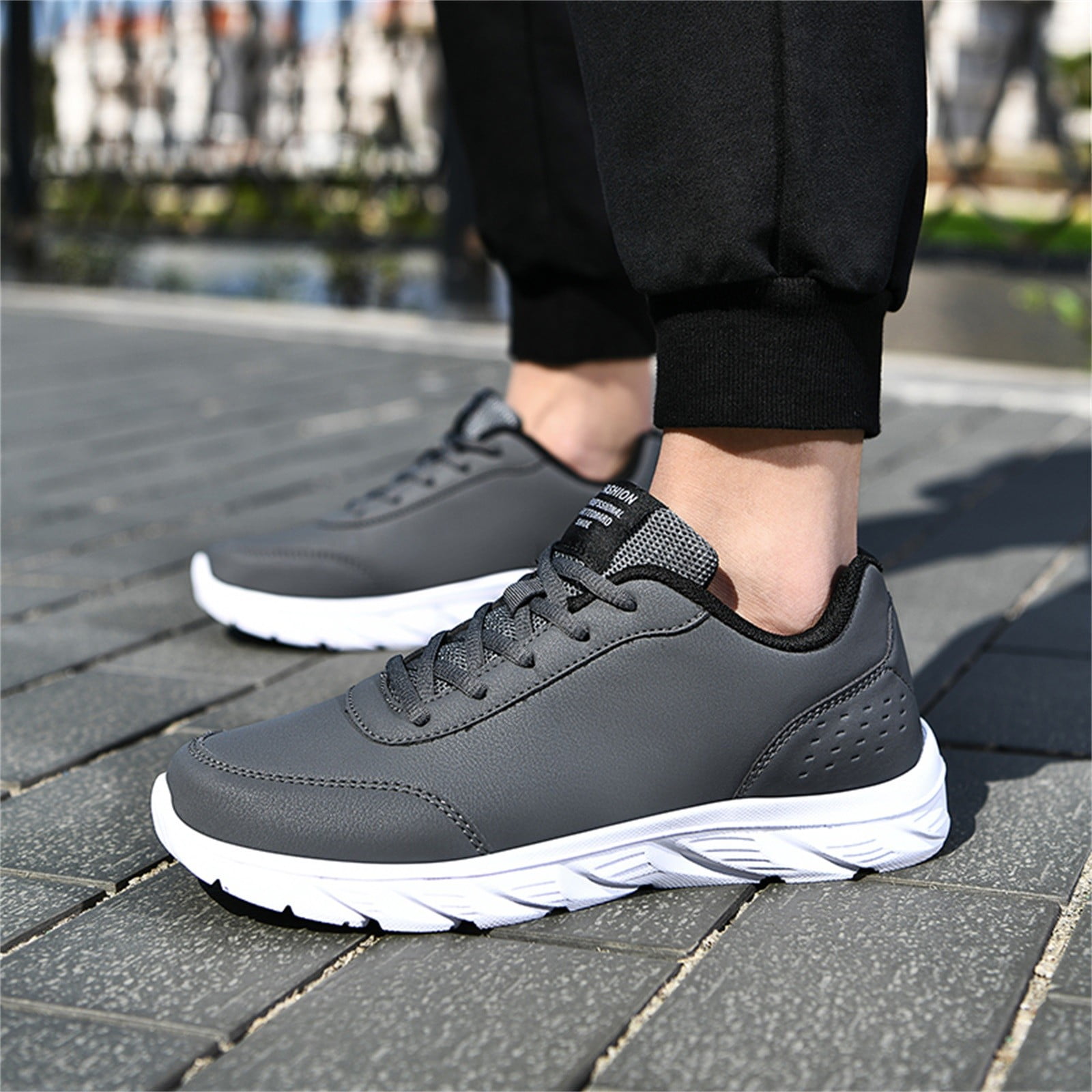 Mens Size Casual Leather Laace Up Casual Simple Shoes Running Sneakers Grey 11.5 - Walmart.com