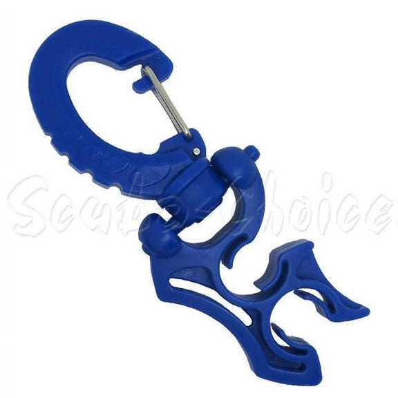 Scuba Diving Double Hose Holder with Clip, Black/Blue/Yellow (Blue)