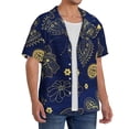 thumbnail image 2 of Uemuo Vintage Golden Butterfly Pattern Cotton Linen Short Sleeve Shirts,Casual Lightweight Button Down Shirts,Vacation Beach Summer Tops-Large, 2 of 7