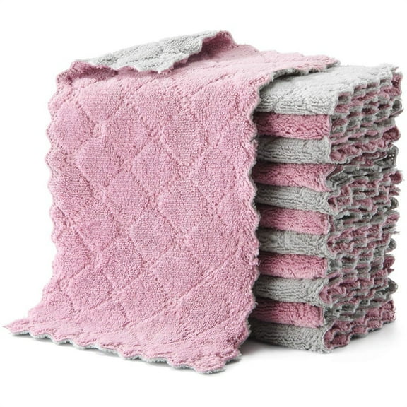 Microfiber Absorbent Dish Cloths,Double-sided Soft Coral Velvet Cleaning Cloth,Quick Drying Dishcloth,Nonstick Oil Washable Dish Towels,Reuseable Wash Towels,for Home Cleaning 24Pack