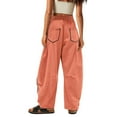 thumbnail image 5 of Cyglowse Barrel Sweatpants Women Summer Casual Wide Leg Pants Baggy Drawstring High Waist Boho Ladies Lounge Trousers With Pockets Saffron S, 5 of 7