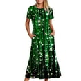 thumbnail image 6 of Penkiiy Women's Summer Shiny Print Casual Short Sleeve Crewneck Basic Swing T Shirt Dress Flowy Beach Vacation Sundress L Green, 6 of 8