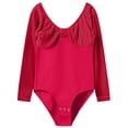 thumbnail image 5 of Girls' Solid Color Long Sleeved Round Neck Dance Practice Uniform Medium And Large Children's Jumpsuit, 5 of 5