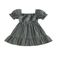 thumbnail image 1 of Robe d'Été Décontractée pour Bébé Fille Manches Courtes Bouffantes Robe Trapèze à Carreaux, 1 of 8