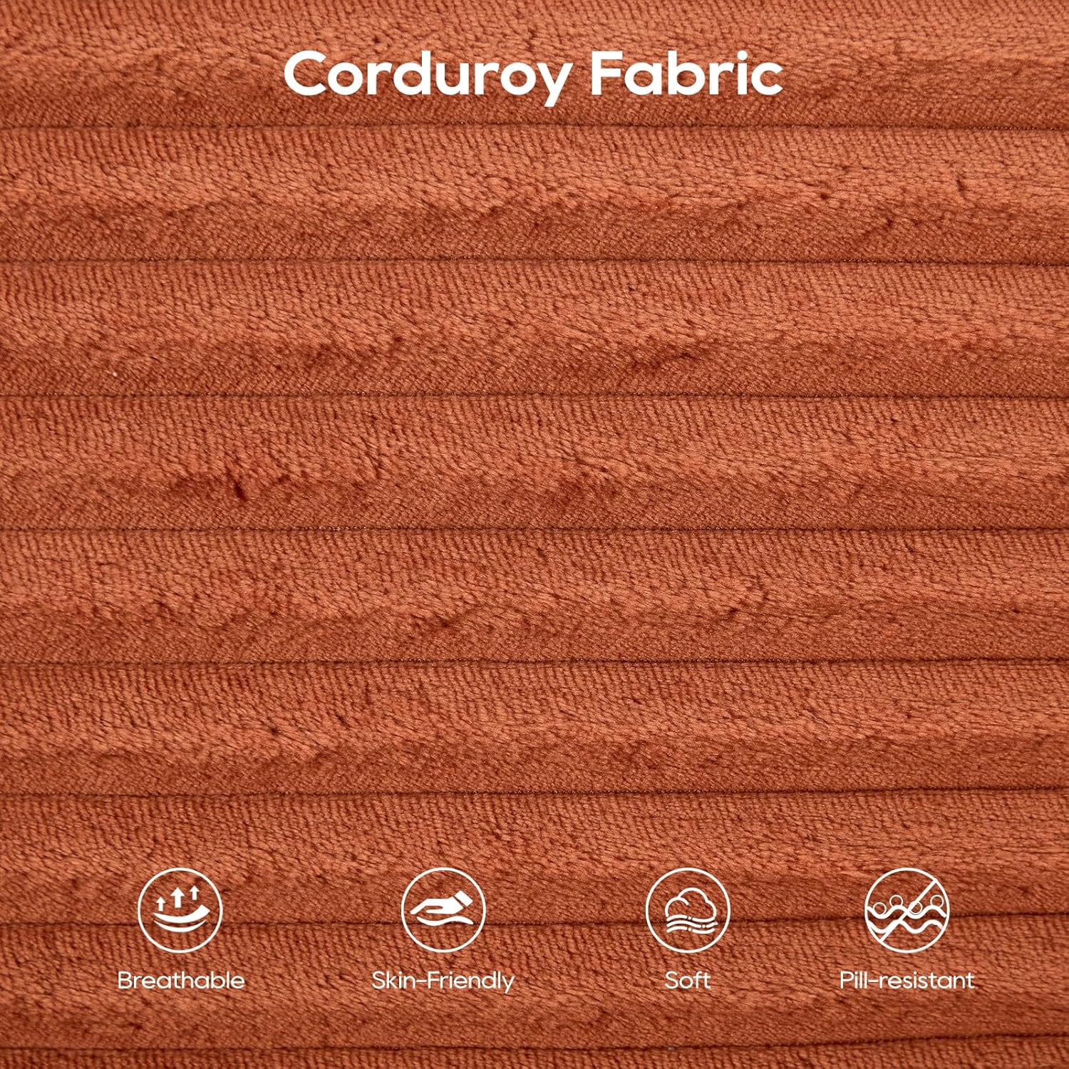 70.87" W Cloud Lounge Memory Foam Corduroy Convertible Folding and No Assembly Loveseat Sofa Bed,Orange