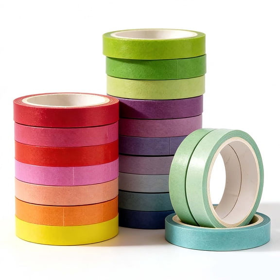 DEWEL Colored Masking Tape Washi Tape Set 0.3in x 16 ft Rainbow Teachers Tape Painters Tape, 20-Count