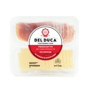 Del Duca, Dry Cured, Sliced Prosciutto & Provolone Cheese, Plastic Tray, Single Serve 3 oz.  24 Grams of Protein per Serving