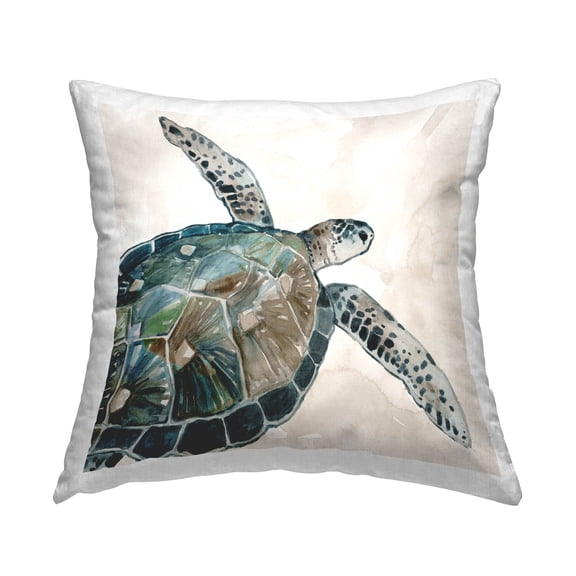 Stupell Industries Beige Aquatic Sea Turtle Printed Throw Pillow Design by Carol Robinson