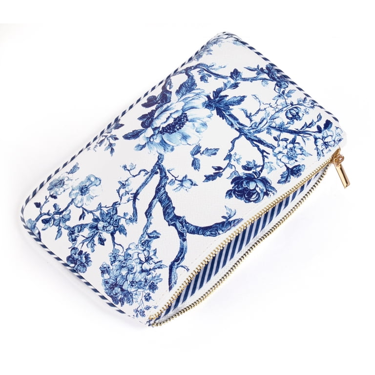 Hi Peach Layne, Mother's Day Gift, Blue Toile Large Zipper Pouch