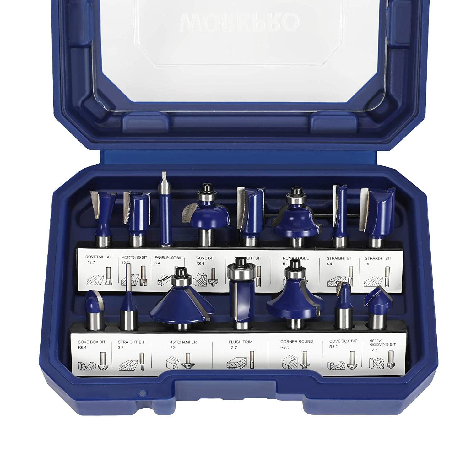 ROP Tungsten Carbide Router Bit 15-Piece Set – 1/4" Inch Shank Drill Bits Kit