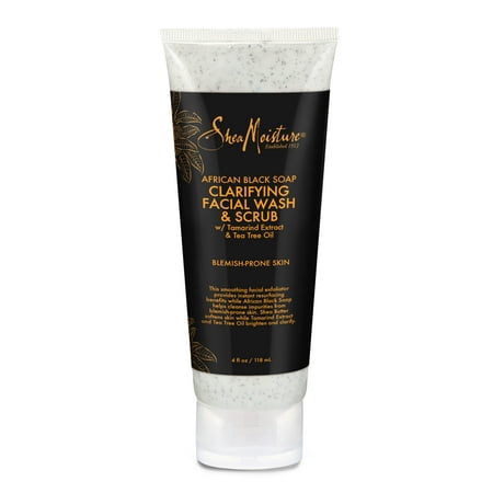 SheaMoisture African Black Soap Clarifying Facial Wash & Scrub - Gentle and Effective Exfoliant - Deep Clean and Control Blemish-Prone and Oily Skin (4 (Best Exfoliator For Black Skin)