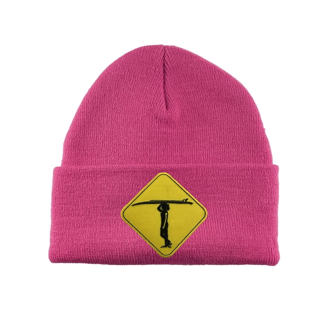 Gravity Threads Bonnet à Manchettes Warning Surfboard Patch - Rose Vif