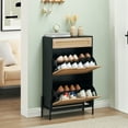 thumbnail image 4 of Alician Natural Rattan Shoe Cabinet with 2 Flip Doors and 1 Drawer,2-Tier Shoe Rack Storage Cabinet Free Standing Shoe Rack, 4 of 6