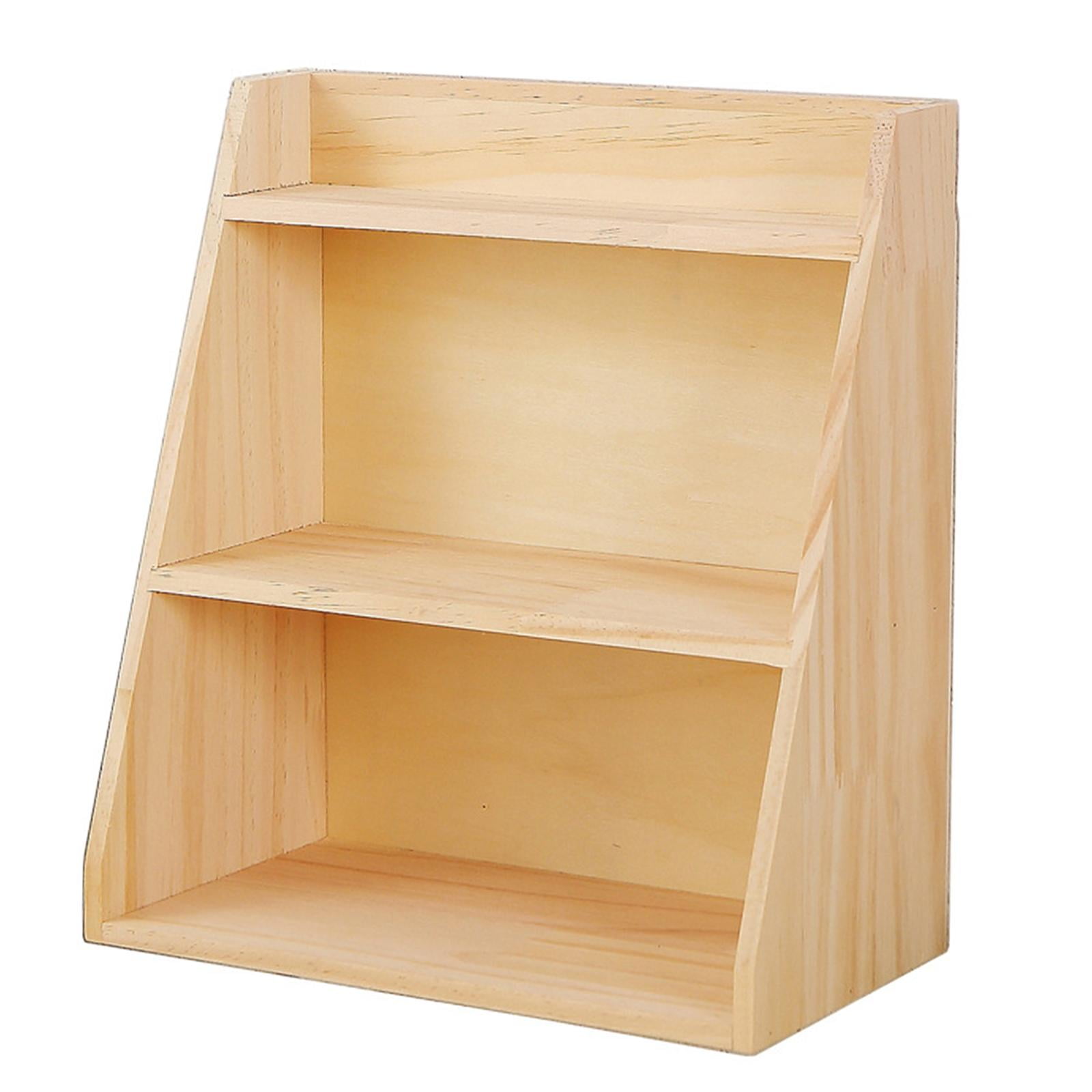 Wood Storage Shelves 3 Tier Durable Makeup Holder Practical Desk Organizer Office Desk Wooden Organizer Stationery Box for Tabletop Drawer
