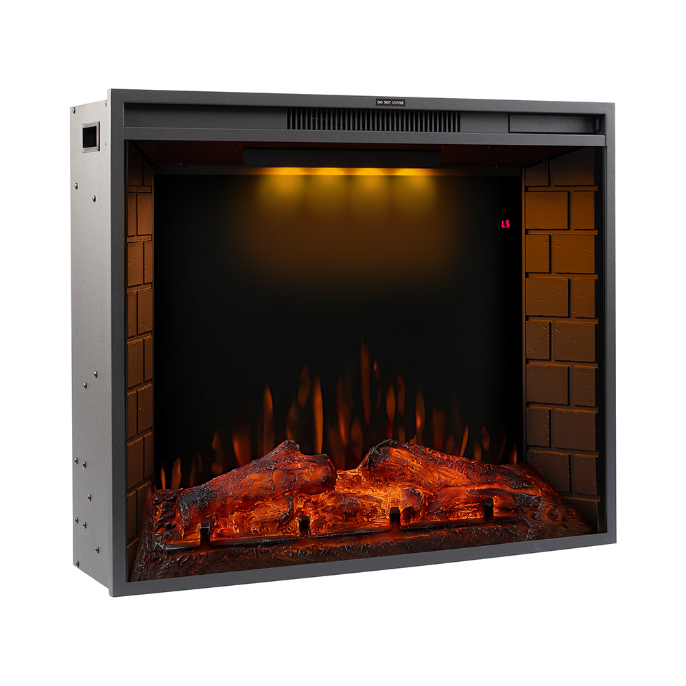 Kepooman 30" LED Recessed Electric Fireplace with 3 Top Light Colors & Remote Control & Adjustable Heating & Touch Screen, 1500W, Black