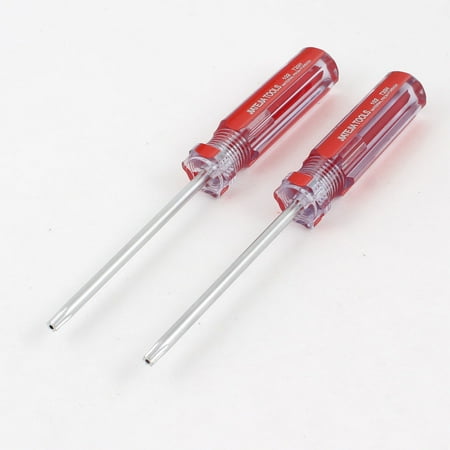 35mm Shaft - 2 x Red Clear Handle 3.5mm Magnetic Tip 75mm Long Shaft T20 Torx Screwdriver