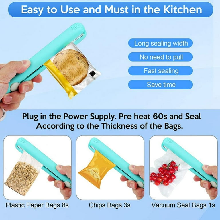 Mini Chip Bag Sealer - Portable Kitchen Handheld Bag Resealer - Heat Vacuum  Sealers Machine Kitchen Gadget with Power Cable for Snack Bags,Plastic