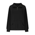 thumbnail image 4 of MEZZALL Women Solid Color Daily Stand Collar Half Zip Long Sleeve Athletic Sweatshirt O-Neck Pullover With Pockets Casual Light Exercise Winter Versatile Fall Tops, 4 of 6