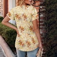 thumbnail image 6 of JTZGDY Ruffled Double Layer Short Sleeve V Neck Ruched Pleated Tunic Blouse for Women Loose Fit Boho Floral Print Dressy Casual Graphic Basic Tees Shirt Tops Yellow XXL, 6 of 8