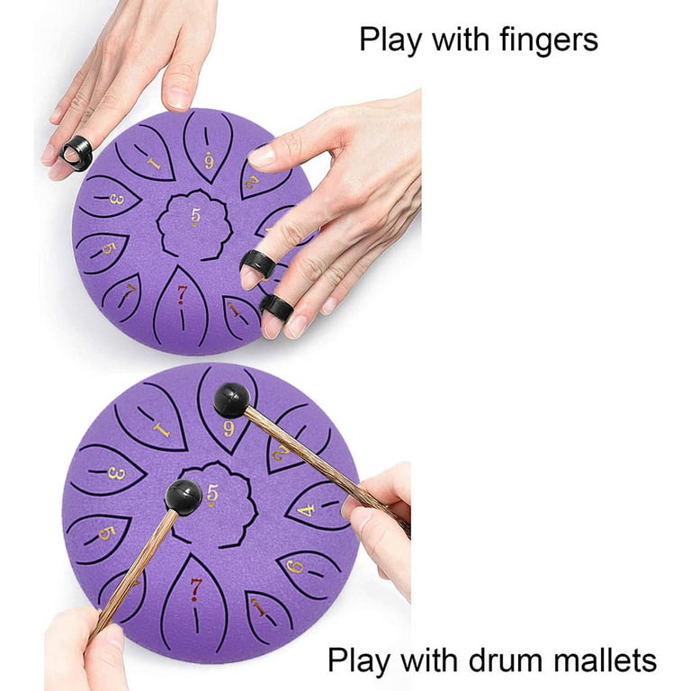  The Balmy Drum - 8 Note 6 Inch Steel Tongue Drum, Steel Drum  Instrument, Drums For Adults, Balmy Drum Set for Kids with Music Book,  Handpan Drum, Mallet and Carry Bag 