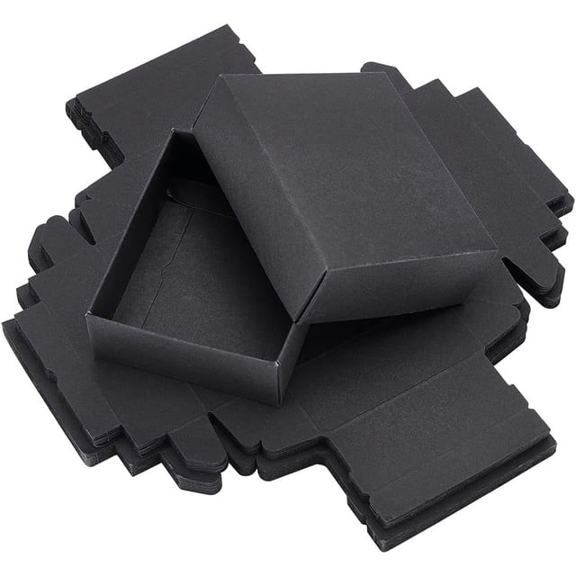 Juego de 20 cajas de cartón para regalos con tapa, 14,2 x 9,7 x 3,8 cm, caja de cartón negra para joyas o regalos.