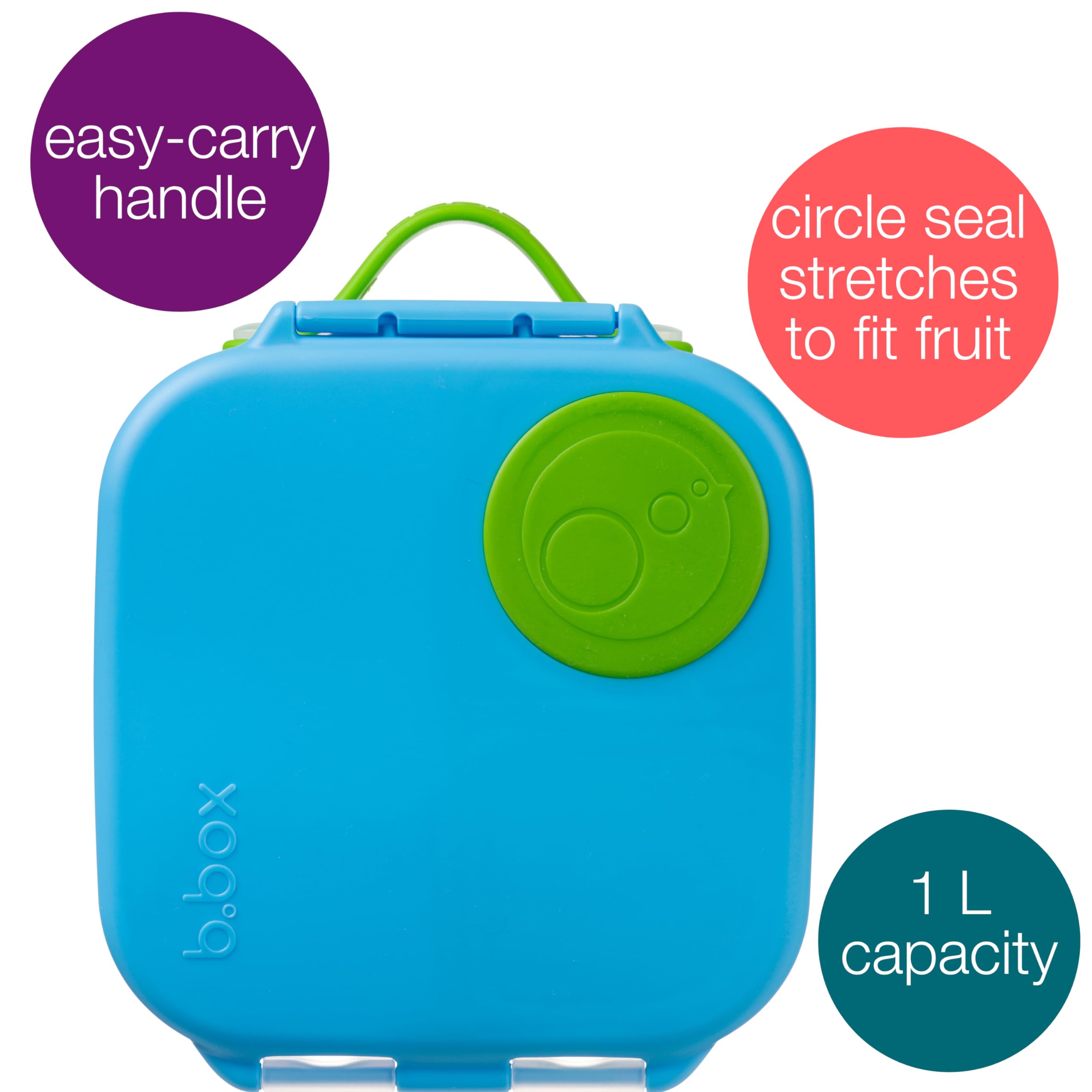 b.box Mini Lunch Box for Kids: Bento Box, Lunch Snack Container Ages 3+, BPA Free (Ocean Breeze, 4¼ Cup Capacity)