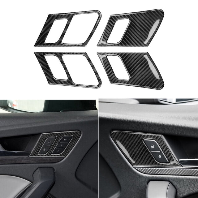 Real Bright Soft Car Interior Carbon Fiber Sticker Decoration4Pcs For Audi Q5 2018-2021 Carbon Fiber Interior Door Handle Frame CoverAuto Car Protection Interior Accessories