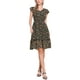 thumbnail image 2 of Vestido Casual de Mujer INSPIRE CHIC con Mangas de Volante Florales, Cuello en V, Fruncido y Volantes, Negro Amarillo L, 2 of 6