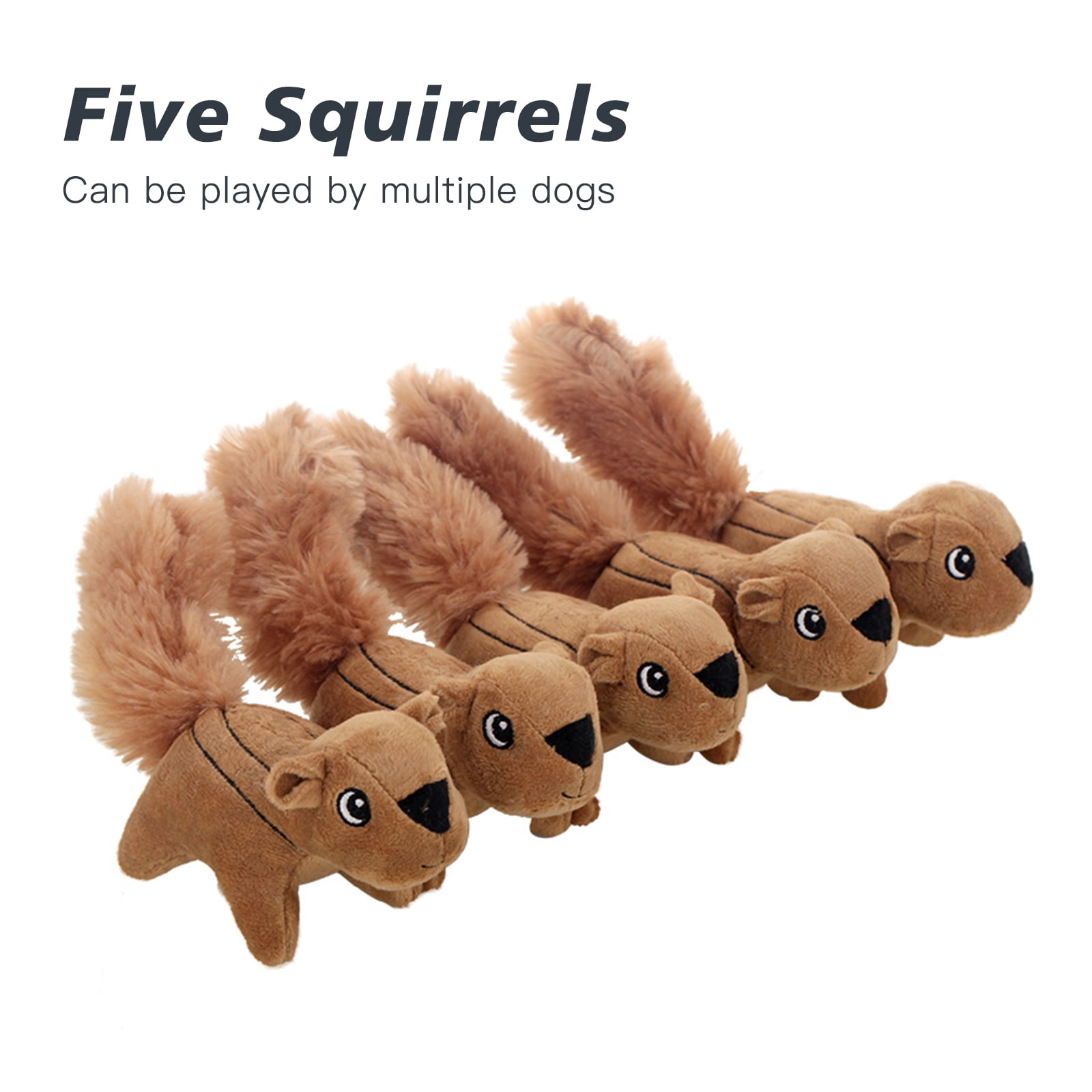 Laifug Puzzle Plush Small Dog Toys with 5-Piece Hide and Seek Squeak Squirrels, Brown