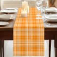 thumbnail image 3 of Buffalo Plaid Burlap Cotton Table Runner 14x72 Inches Long, Orange White Farmhouse Gingham Striped Farmhouse Table Runners, Outdoor Dining Tablecloths Decor for Baby Shower/Party/Wedding, 3 of 8