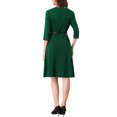 thumbnail image 3 of INSPIRE CHIC Vestido Midi de Iglesia Elegante de Cuello Cuadrado con Manga 3/4 y Cinturón Plisado en Línea A XL Verde Oscuro, 3 of 5