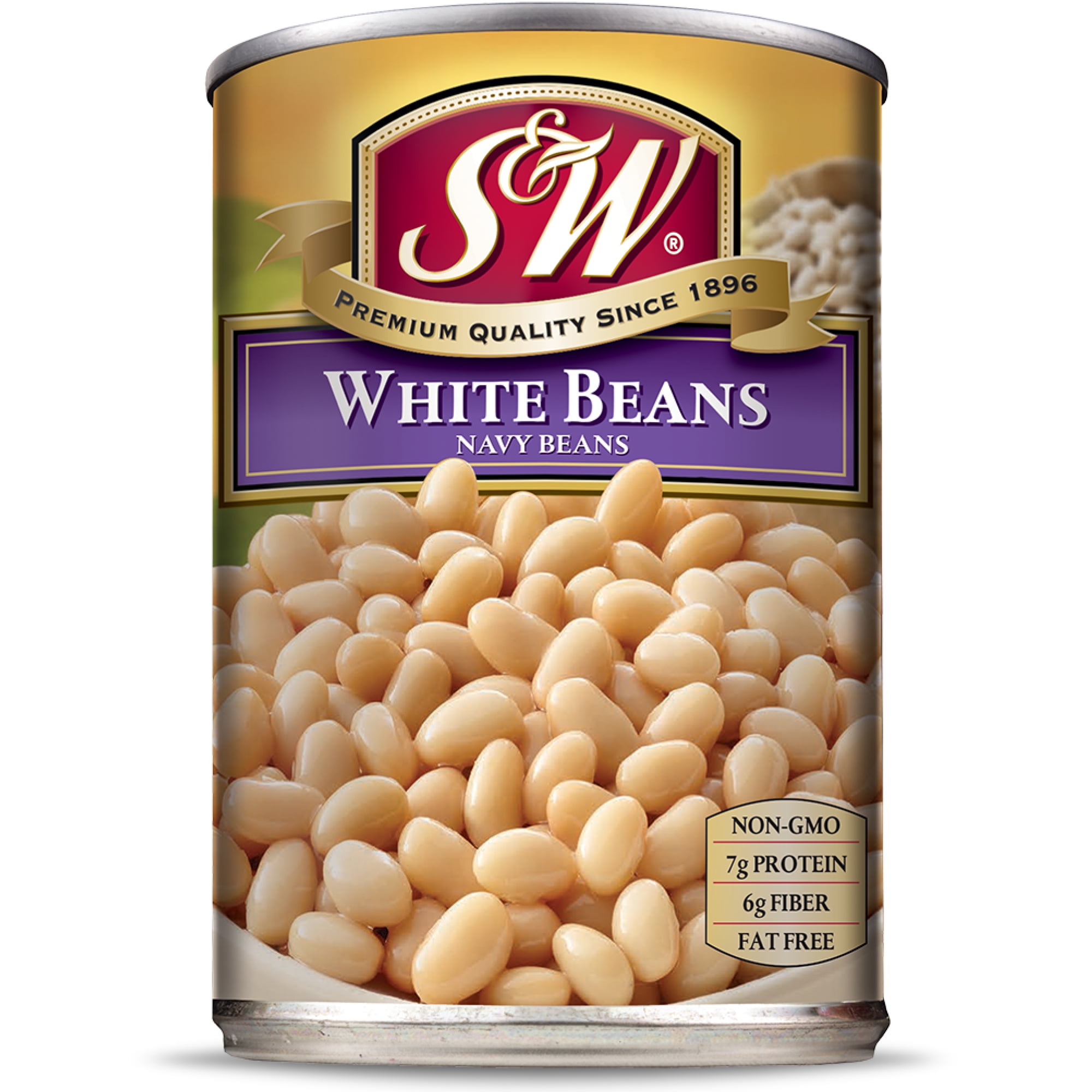 (12 Pack) S&W - Canned Navy Beans, 15.5 Ounce Can, New