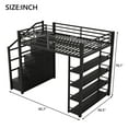 thumbnail image 2 of Harper & Bright Designs Full Size Metal Loft Bed with Storage Shelves, Stairway Heavy Duty Loft Bed Frame with Cabinets and Wardrobe, Black, 2 of 13