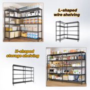 68.9 Wide Storage Shelves Heavy Duty Wire Shelving Unit 72.4 Tall Metal Shelves for Storage Rack 5 Tier Adjustable Garage Shelving 1500Lbs Steel Shelves for Pantry Kitchen Basement,Black