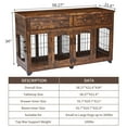 thumbnail image 6 of 2024 New Dog Crate Furniture with 2 Drawers, 2 Rooms 58" Dog Furniture, Wooden Dog House Kennel with 5-Doors for Large/Medium/Small Dog, Dog Crate Table, TV Stand, 6 of 6