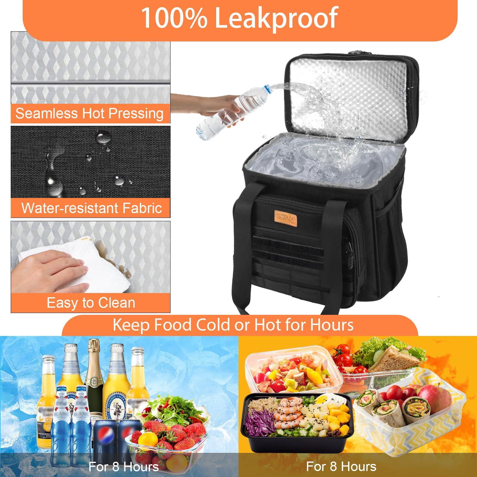 Insulated Lunch Bag Box - Expandable Large Cooler For Men Versatile Lunchbox Adults Work Shifts Outdoor Trips Black 16l