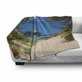 thumbnail image 3 of Beach Soft Flannel Fleece Blanket, View on Cala Algaiarens from Sand Pathway Cliff in Water Menorca Island Europe Theme, Cozy Plush for Indoor and Outdoor Use, 50" x 70", Multicolor, by Ambesonne, 3 of 6