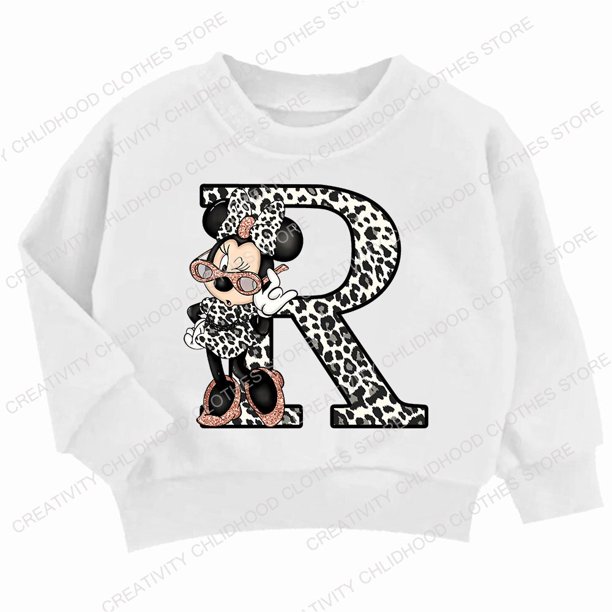 Children Hoodie Disney Minnie Letter A B C D Kid Casual Clothes O-neck Pullover Little Baby Kawaii Cartoons Boy Girl Sweatshirts90 Gao Jinjia LED